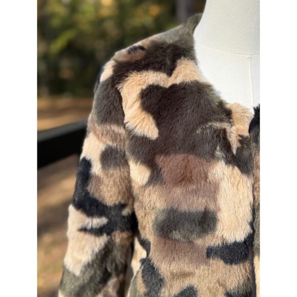 Band of Gypsies XS Faux Fur Camo Jacket Women's Green Multi Army MSRP $119 - Picture 7 of 12